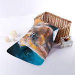 Dark Blue Horse Painting Print Towel