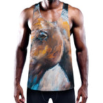 Dark Blue Horse Painting Print Training Tank Top