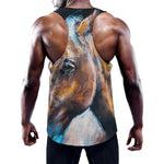 Dark Blue Horse Painting Print Training Tank Top