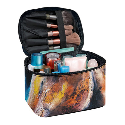 Dark Blue Horse Painting Print Travel Makeup Bag