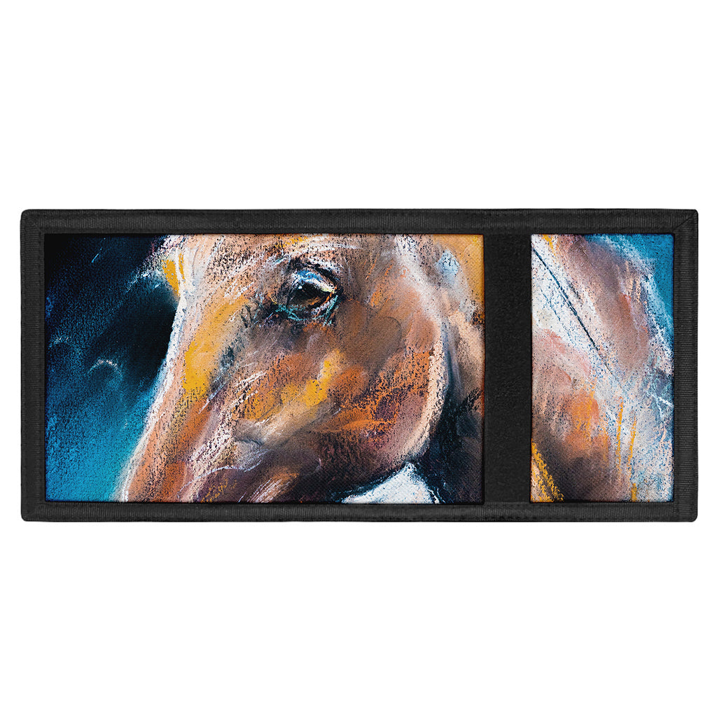 Dark Blue Horse Painting Print Trifold Wallet