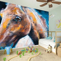 Dark Blue Horse Painting Print Wall Sticker