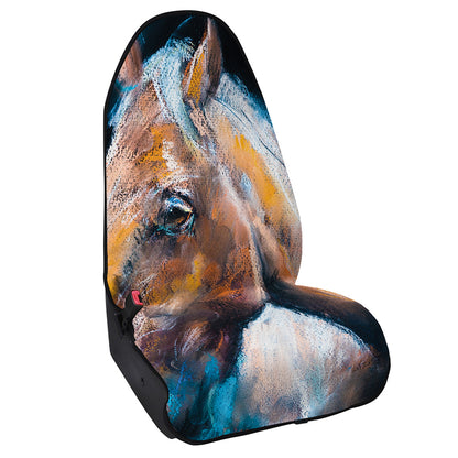 Dark Blue Horse Painting Print Waterproof Car Seat Cover