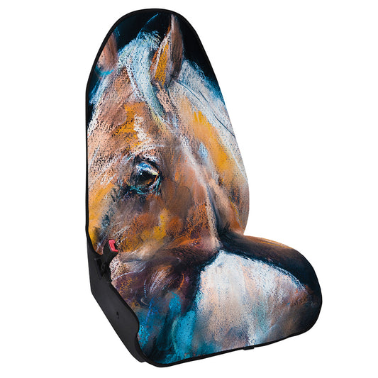 Dark Blue Horse Painting Print Waterproof Car Seat Cover