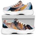 Dark Blue Horse Painting Print White Chunky Shoes