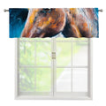 Dark Blue Horse Painting Print Window Valance