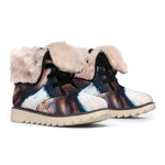 Dark Blue Horse Painting Print Winter Boots