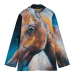 Dark Blue Horse Painting Print Women's Blazer