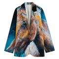 Dark Blue Horse Painting Print Women's Cotton Blazer