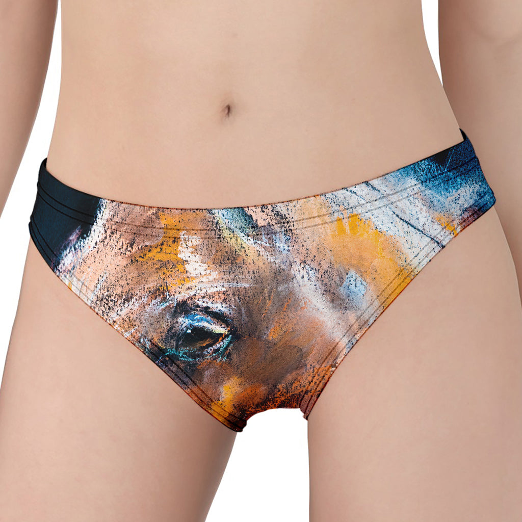 Dark Blue Horse Painting Print Women's Panties