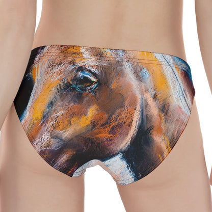 Dark Blue Horse Painting Print Women's Panties