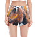 Dark Blue Horse Painting Print Women's Split Running Shorts