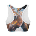 Dark Blue Horse Painting Print Women's Sports Bra