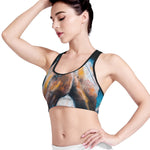 Dark Blue Horse Painting Print Women's Sports Bra