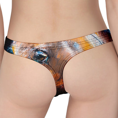 Dark Blue Horse Painting Print Women's Thong