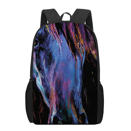 Dark Blue Horse Portrait Print 17 Inch Backpack
