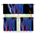 Dark Blue Horse Portrait Print 3 Piece Kitchen Curtains