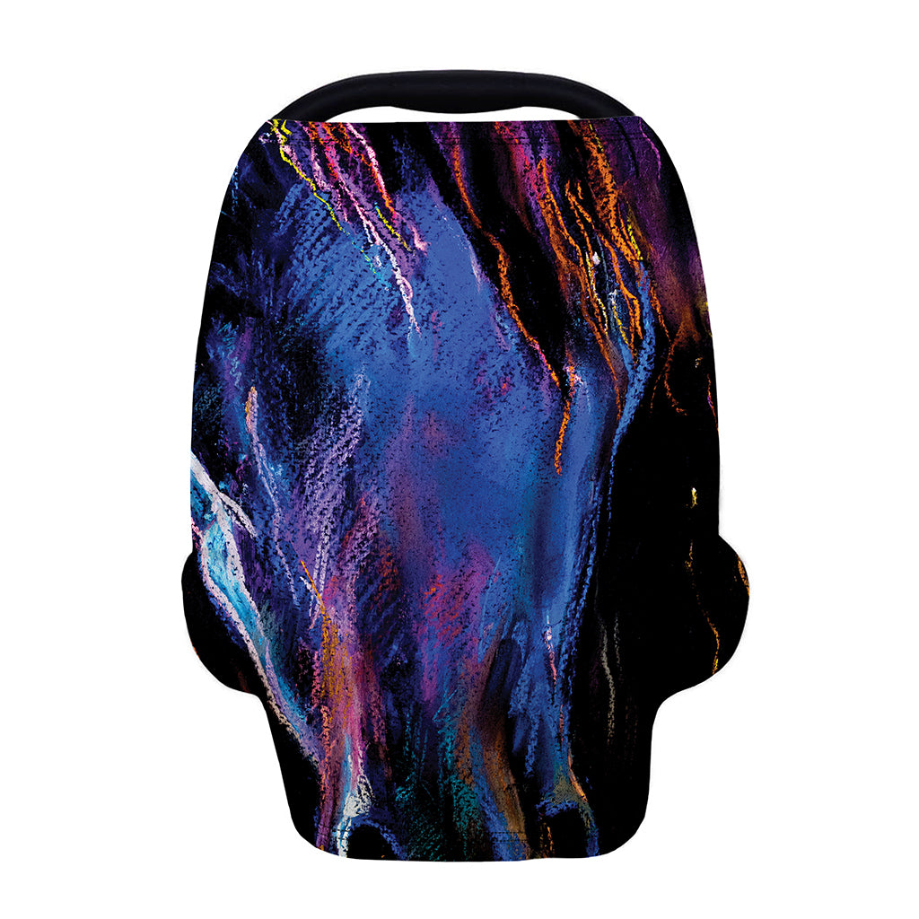 Dark Blue Horse Portrait Print Baby Seat Cover