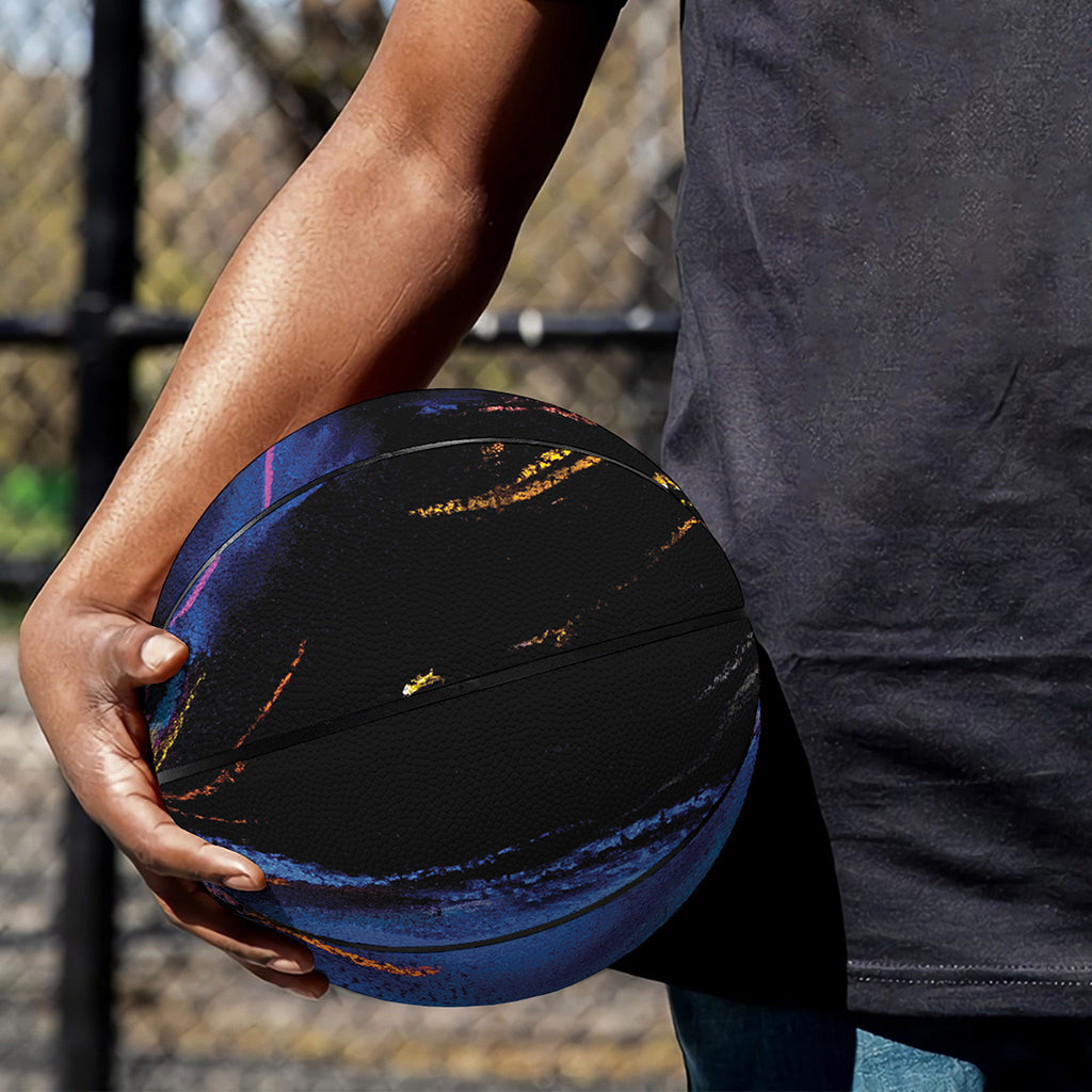 Dark Blue Horse Portrait Print Basketball