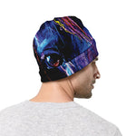 Dark Blue Horse Portrait Print Beanie