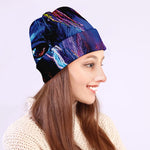 Dark Blue Horse Portrait Print Beanie