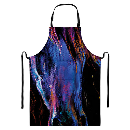 Dark Blue Horse Portrait Print Bib Apron With Pocket