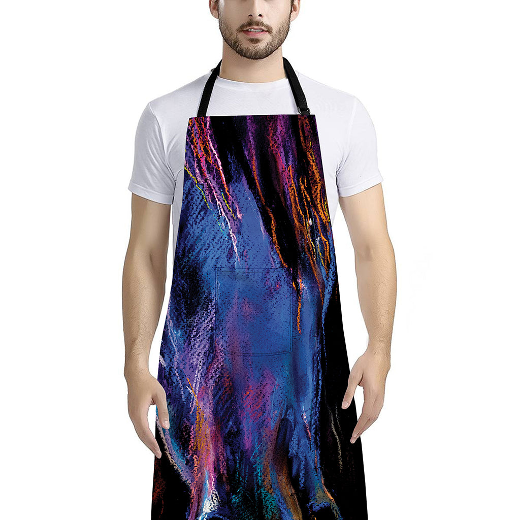 Dark Blue Horse Portrait Print Bib Apron With Pocket