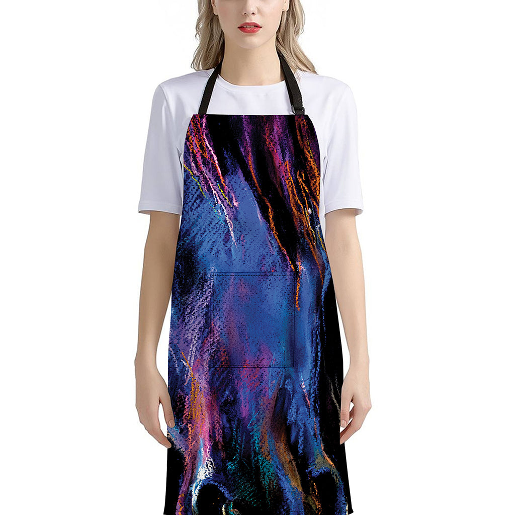 Dark Blue Horse Portrait Print Bib Apron With Pocket