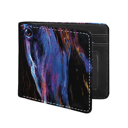 Dark Blue Horse Portrait Print Bifold Wallet