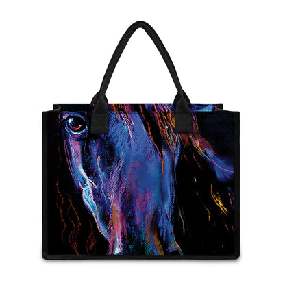 Dark Blue Horse Portrait Print Canvas Tote Bag