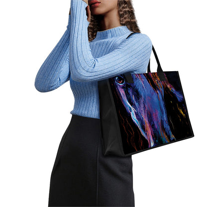 Dark Blue Horse Portrait Print Canvas Tote Bag