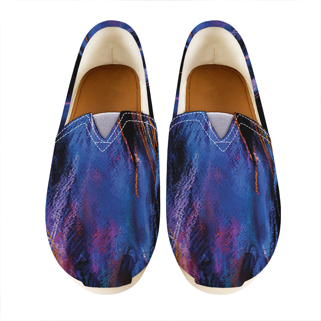 Dark Blue Horse Portrait Print Casual Shoes