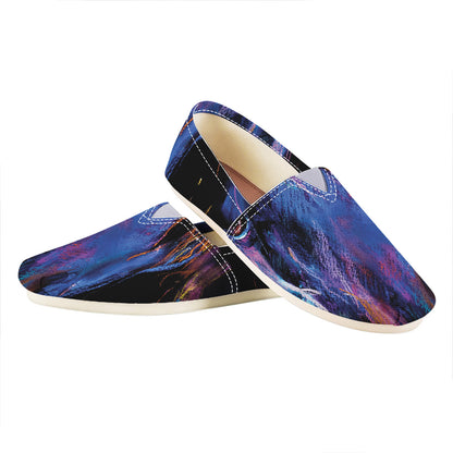 Dark Blue Horse Portrait Print Casual Shoes