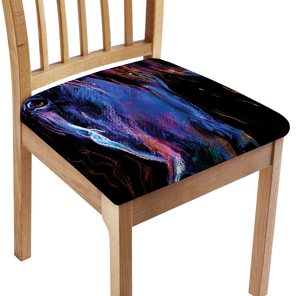 Dark Blue Horse Portrait Print Chair Cushion Cover