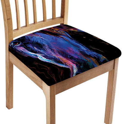 Dark Blue Horse Portrait Print Chair Cushion Cover