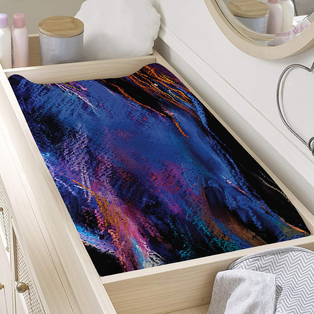 Dark Blue Horse Portrait Print Changing Pad Cover