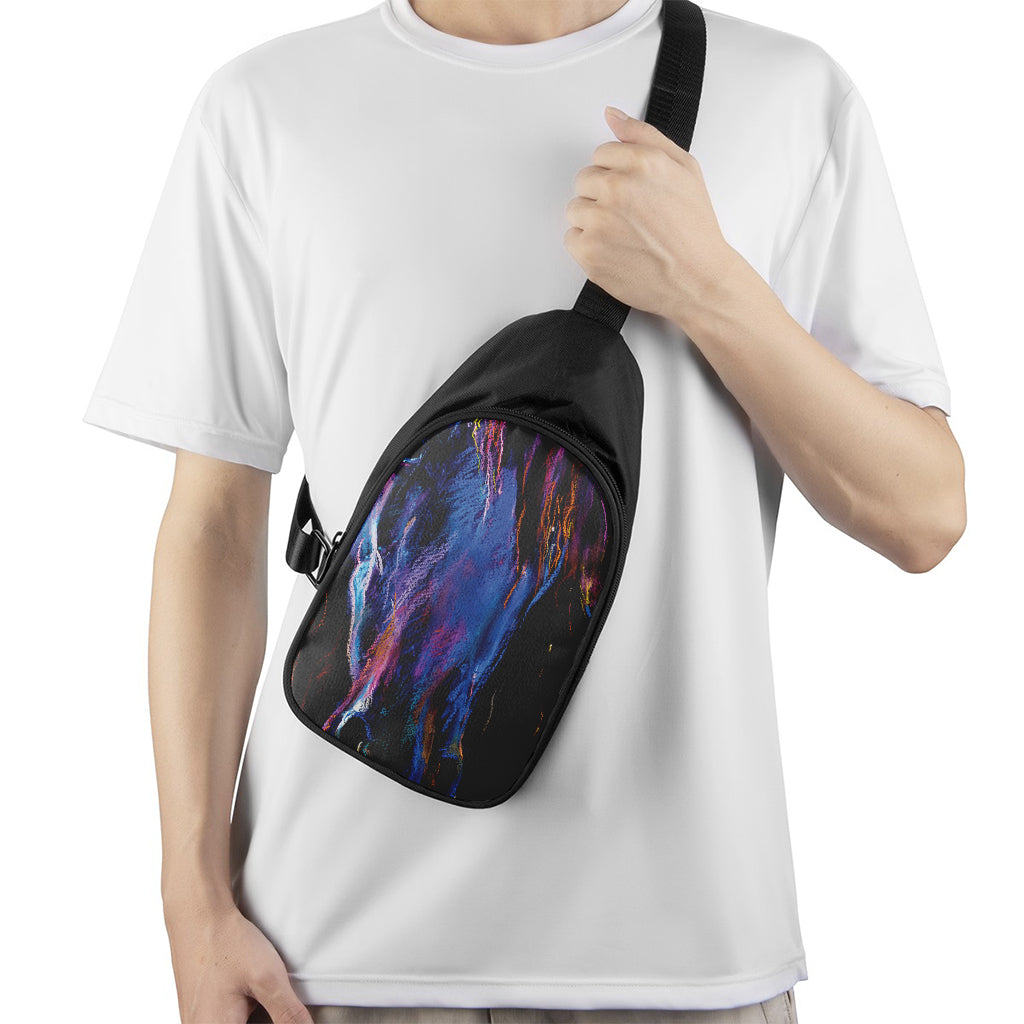 Dark Blue Horse Portrait Print Chest Bag