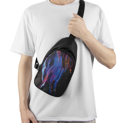 Dark Blue Horse Portrait Print Chest Bag