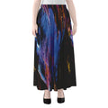 Dark Blue Horse Portrait Print Chiffon Maxi Skirt