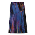 Dark Blue Horse Portrait Print Cotton Front Slit Maxi Skirt