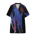Dark Blue Horse Portrait Print Cotton Hawaiian Shirt