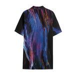 Dark Blue Horse Portrait Print Cotton Hawaiian Shirt