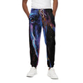 Dark Blue Horse Portrait Print Cotton Sweatpants