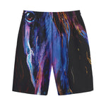 Dark Blue Horse Portrait Print Cotton Shorts