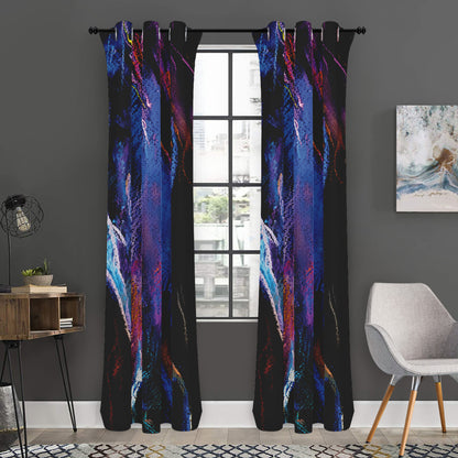 Dark Blue Horse Portrait Print Curtain