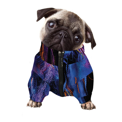 Dark Blue Horse Portrait Print Dog Zip Up Jacket