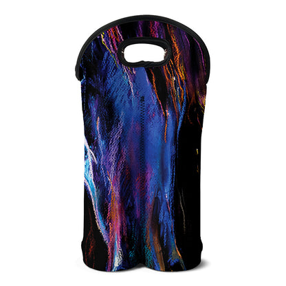 Dark Blue Horse Portrait Print Double Neoprene Wine Tote