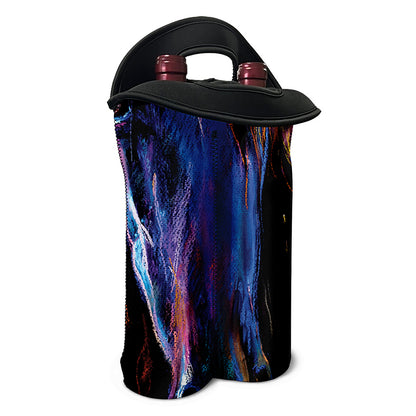 Dark Blue Horse Portrait Print Double Neoprene Wine Tote