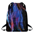 Dark Blue Horse Portrait Print Drawstring Backpack