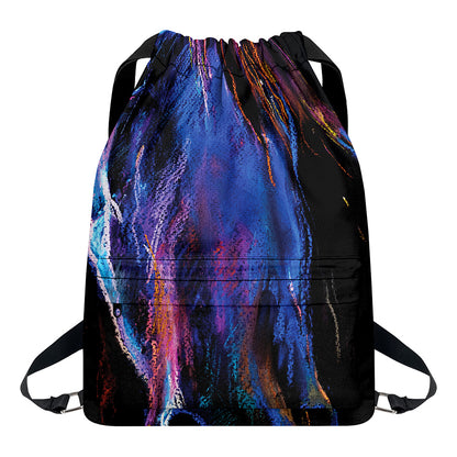 Dark Blue Horse Portrait Print Drawstring Backpack